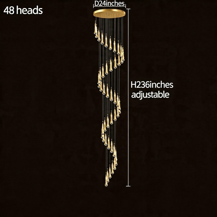 Modern Crystal Chandelier Pendant Light Long Hanging Aluminum LED Fixture for Stylish Illumination