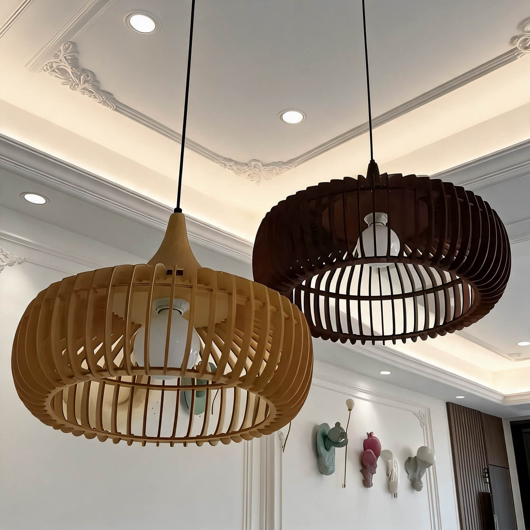 Scandinavian Pendant Lamp Wood Ceiling Light Modern Minimalist Design LED Compatible