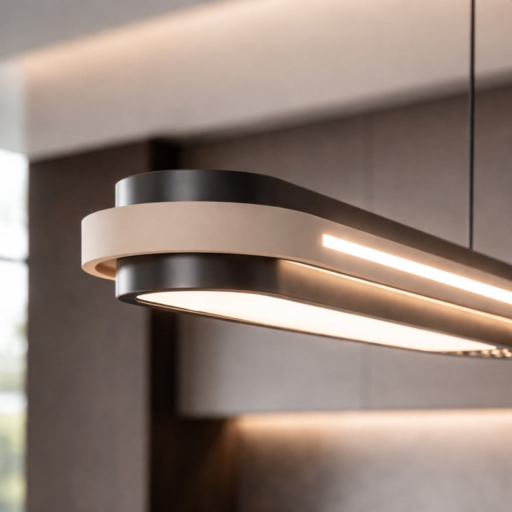 Modern Linear Pendant Lamp Adjustable Length Metal LED Light Dimmable for Dining Room Living Space
