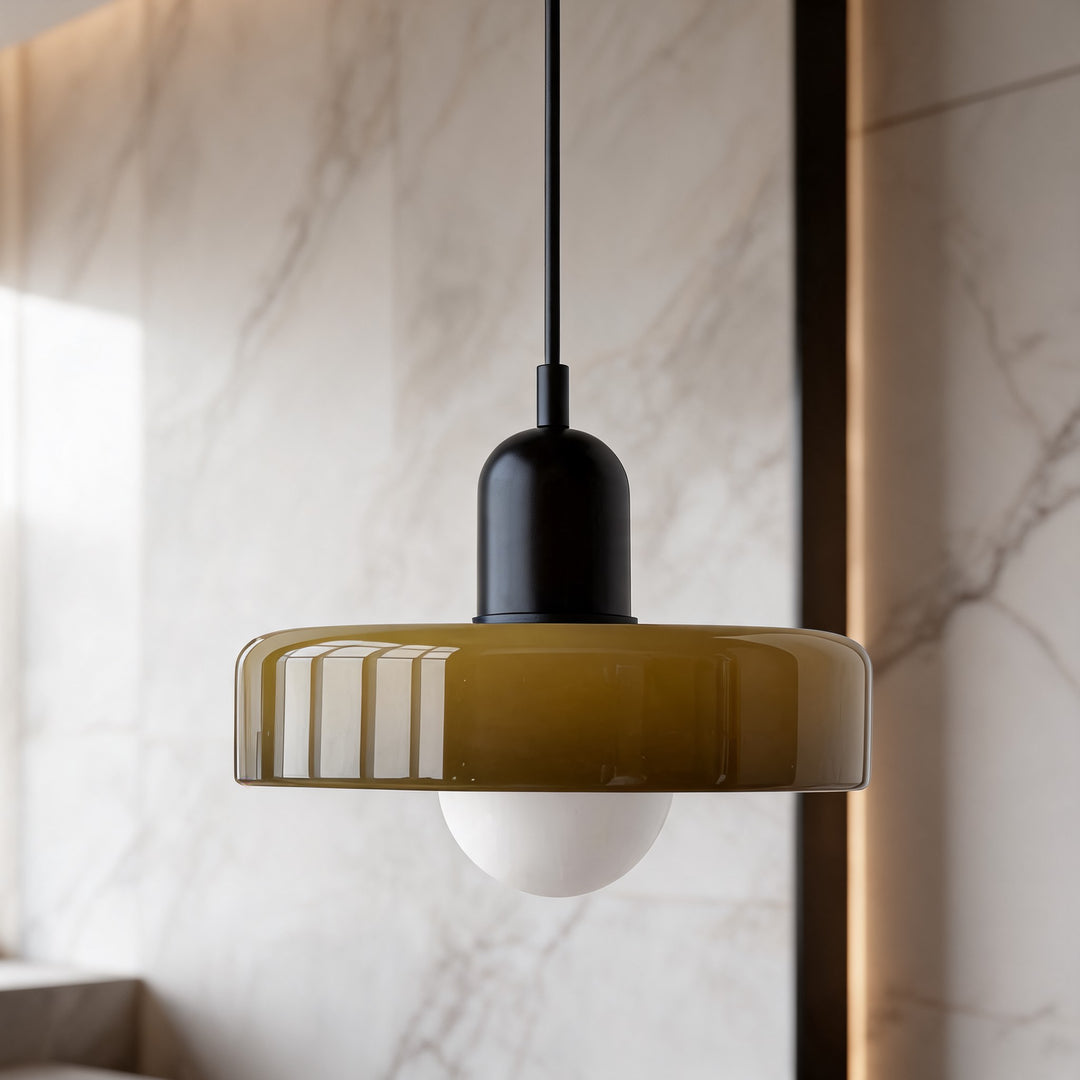Modern Brass Pendant Light Adjustable Suspension Glass Shade 40W G9 Socket