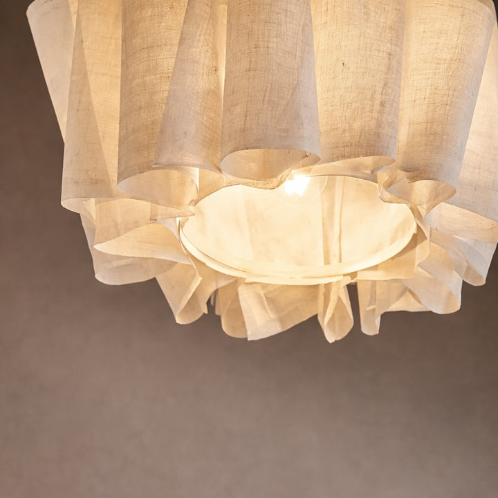 Japanese Retro Pendant Light Fabric Shade Cord Mounted LED Bulb Adjustable Height