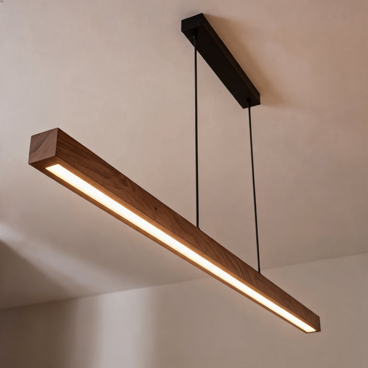 Modern Pendant Light LED Linear Adjustable Hanging Lamp Pine and Black Walnut for Home Office