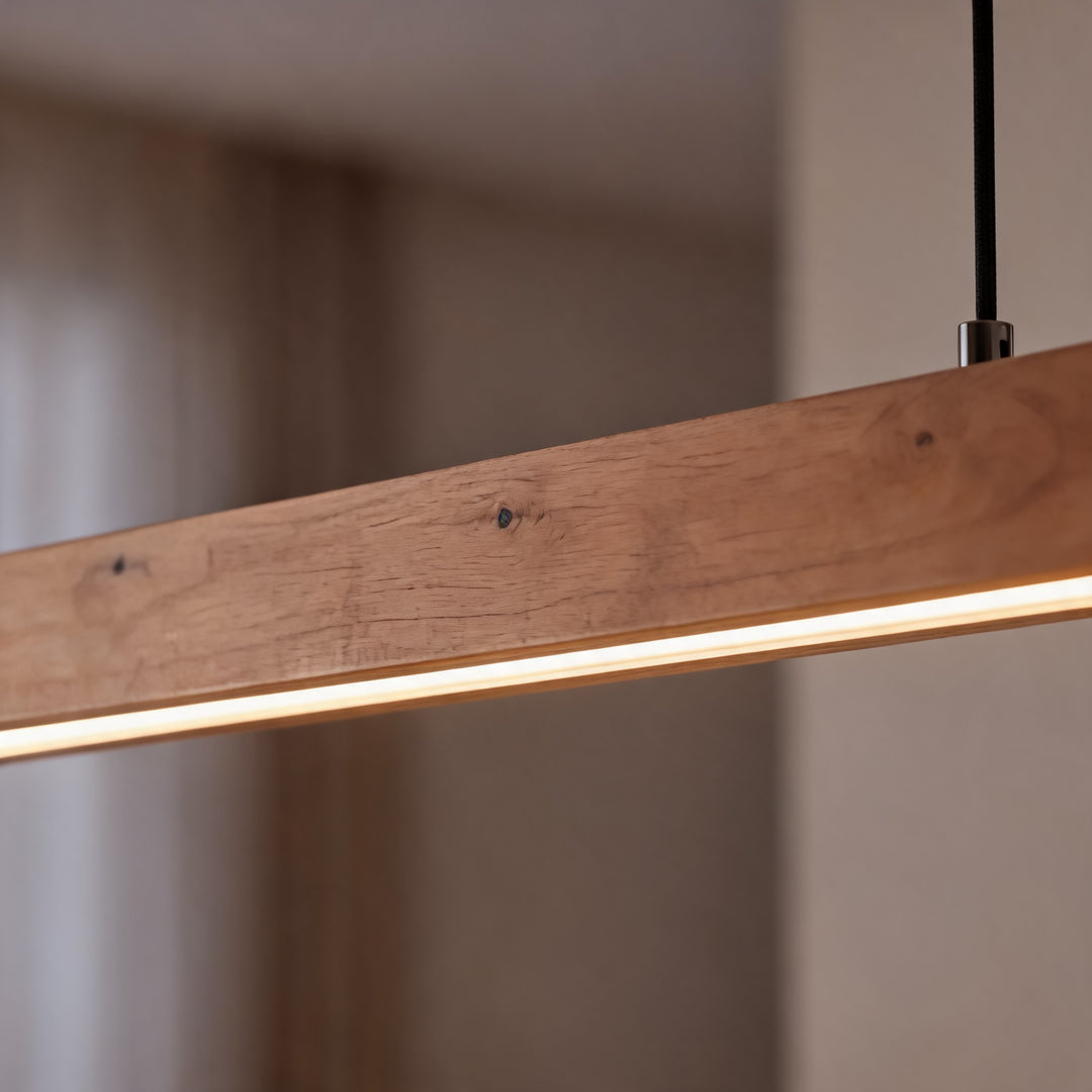 Modern Pendant Light LED Linear Adjustable Hanging Lamp Pine and Black Walnut for Home Office