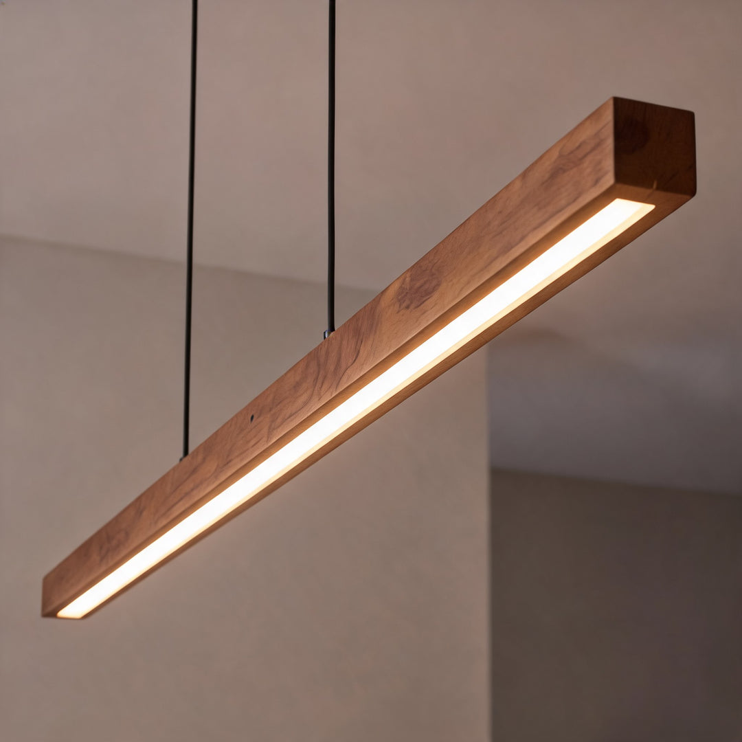 Modern Pendant Light LED Linear Adjustable Hanging Lamp Pine and Black Walnut for Home Office
