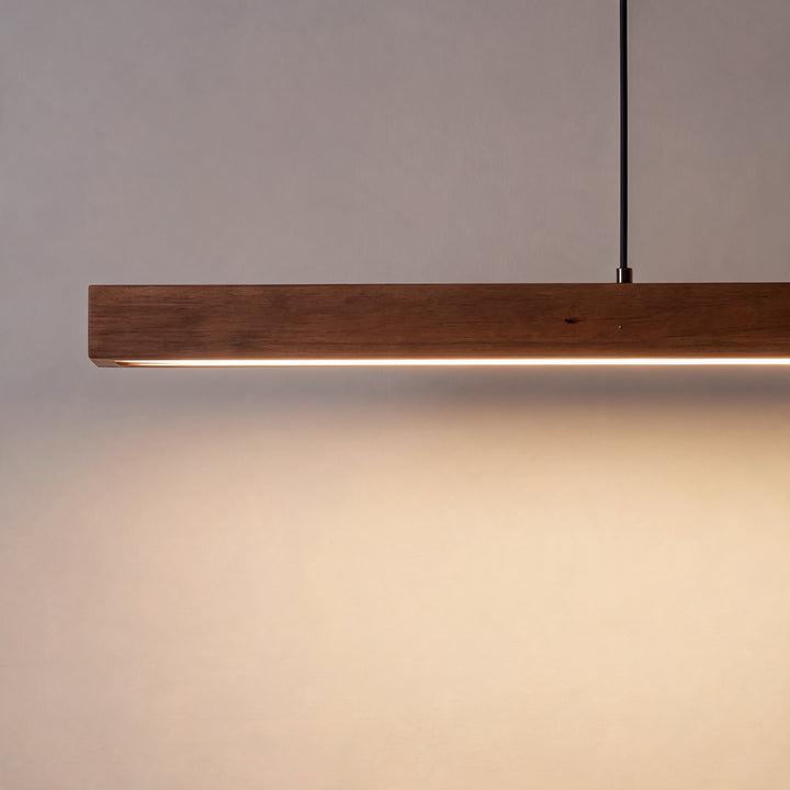 Modern Pendant Light LED Linear Adjustable Hanging Lamp Pine and Black Walnut for Home Office