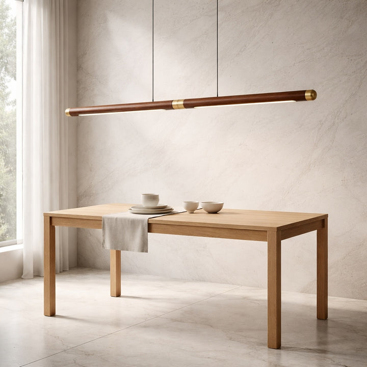 Modern Pendant Light Wood Fixture Adjustable LED Cord Design for Kitchen Dining Room