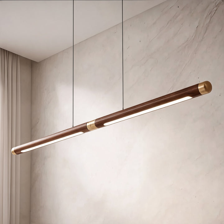 Modern Pendant Light Wood Fixture Adjustable LED Cord Design for Kitchen Dining Room