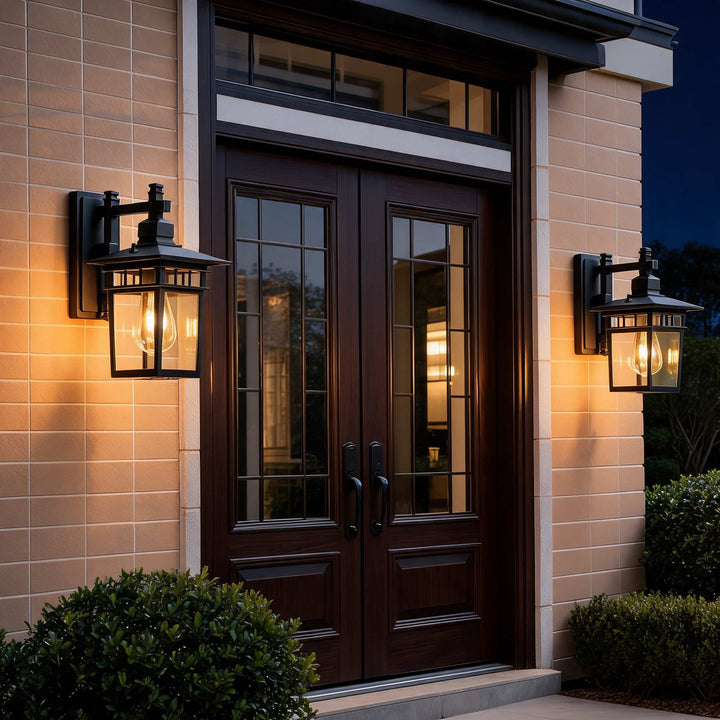 Classical Retro Outdoor Wall Light Sconce Waterproof Aluminum Glass E27 Bulb for Aisle Patio