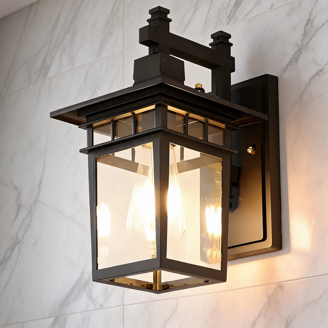 Classical Retro Outdoor Wall Light Sconce Waterproof Aluminum Glass E27 Bulb for Aisle Patio