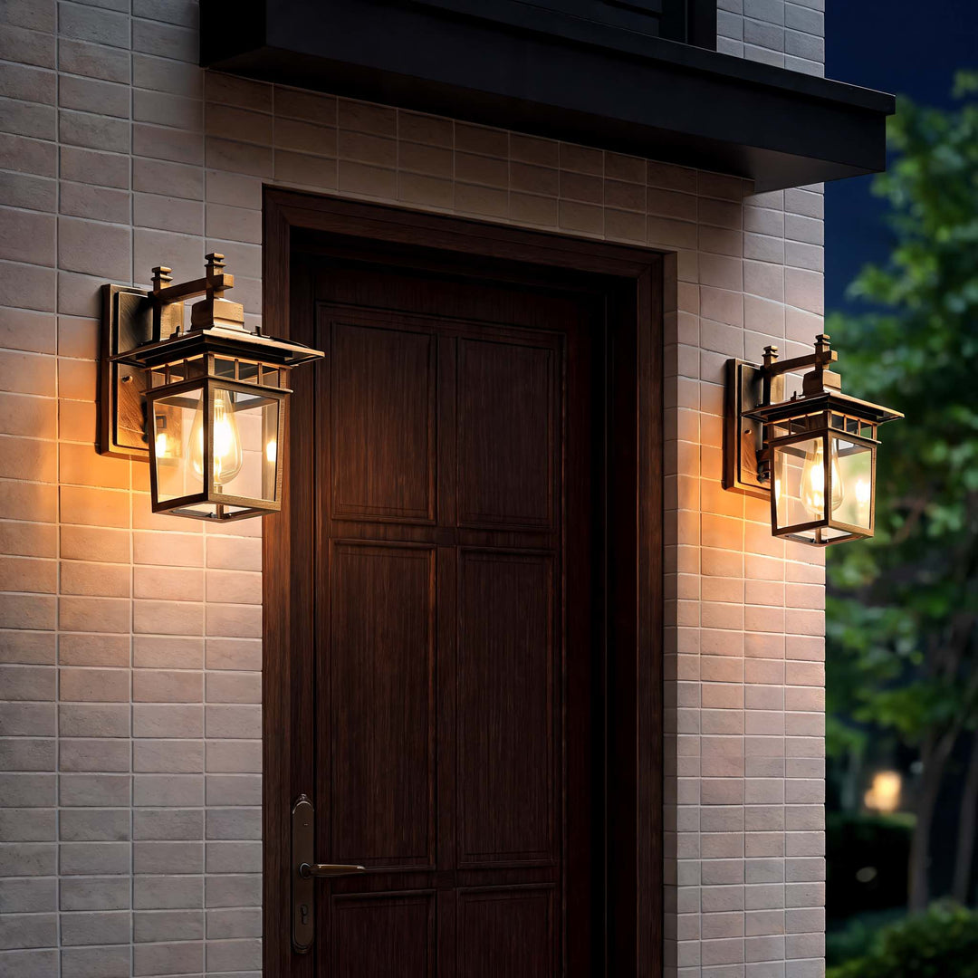 Classical Retro Outdoor Wall Light Sconce Waterproof Aluminum Glass E27 Bulb for Aisle Patio