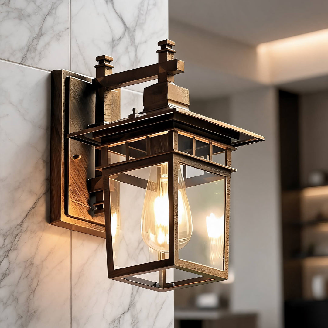 Classical Retro Outdoor Wall Light Sconce Waterproof Aluminum Glass E27 Bulb for Aisle Patio