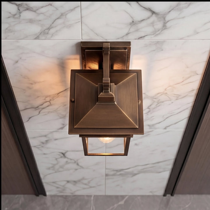 Classical Retro Outdoor Wall Light Sconce Waterproof Aluminum Glass E27 Bulb for Aisle Patio