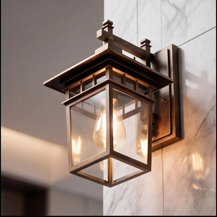 Classical Retro Outdoor Wall Light Sconce Waterproof Aluminum Glass E27 Bulb for Aisle Patio