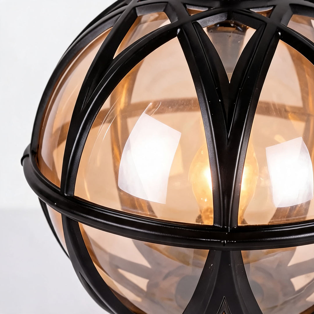 Modern Round Globe Outdoor Fence Post Light Waterproof Aluminum and Glass Adjustable Height