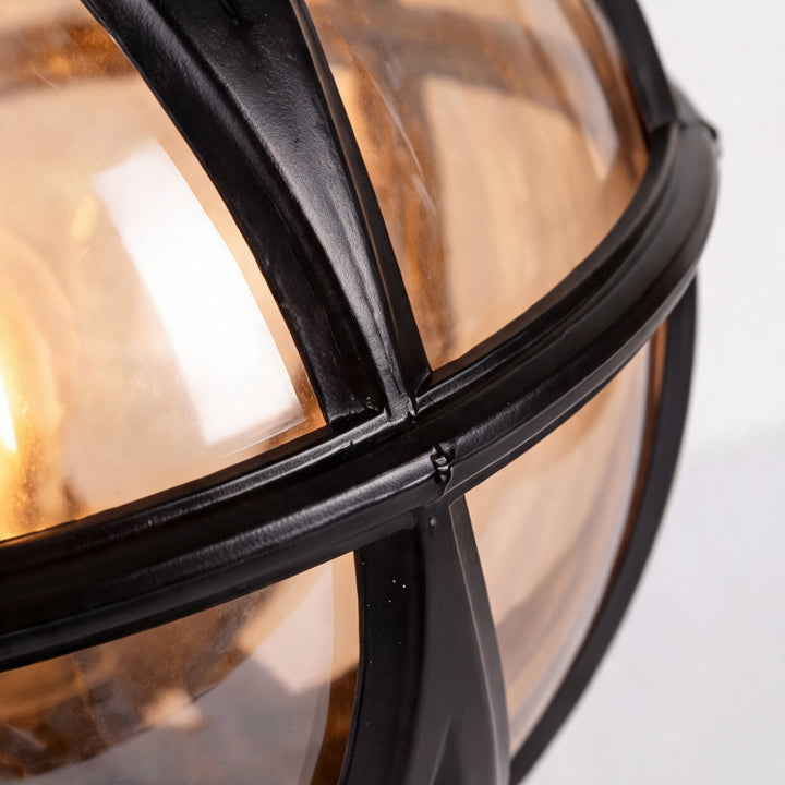 Modern Round Globe Outdoor Fence Post Light Waterproof Aluminum and Glass Adjustable Height