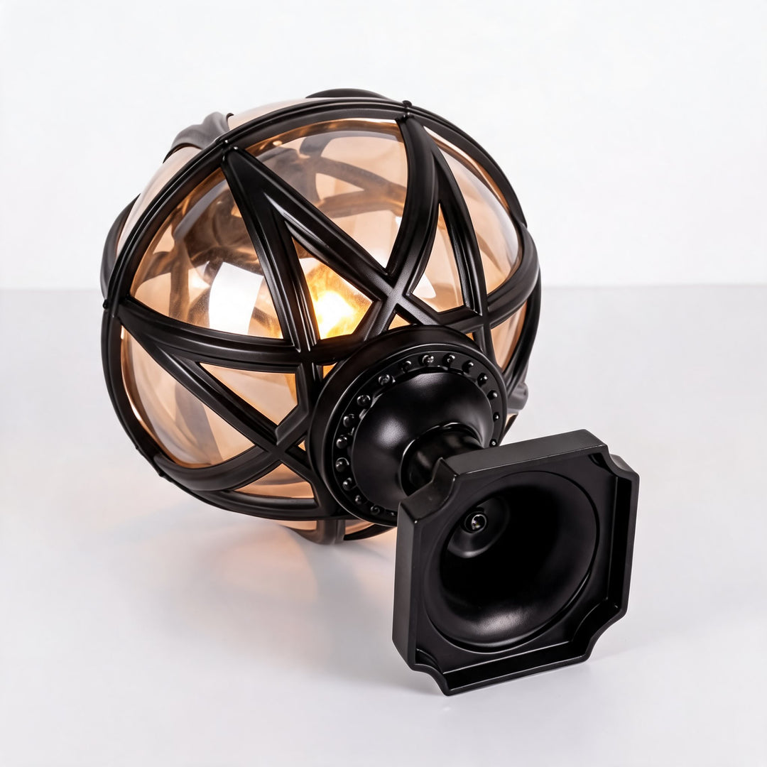 Modern Round Globe Outdoor Fence Post Light Waterproof Aluminum and Glass Adjustable Height