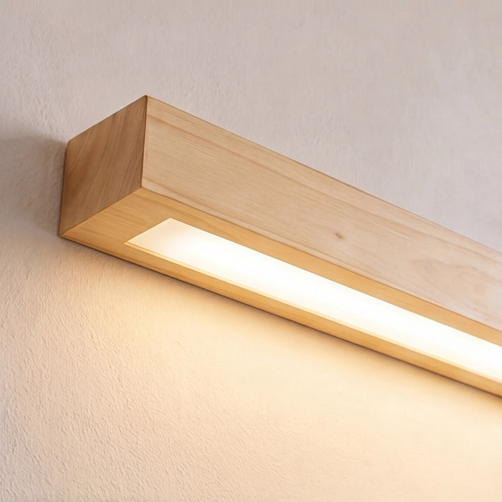 Modern Linear Wall Light Wood Flush Mount LED Fixture with Adjustable Brightness