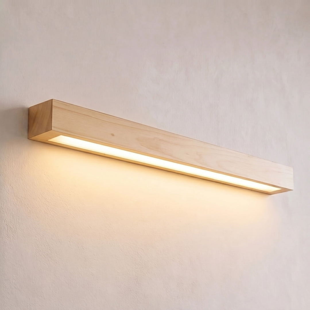 Modern Linear Wall Light Wood Flush Mount LED Fixture with Adjustable Brightness
