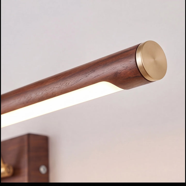 Walnut Linear Wall Light Adjustable LED Brass Fixture for Modern Indoor Spaces