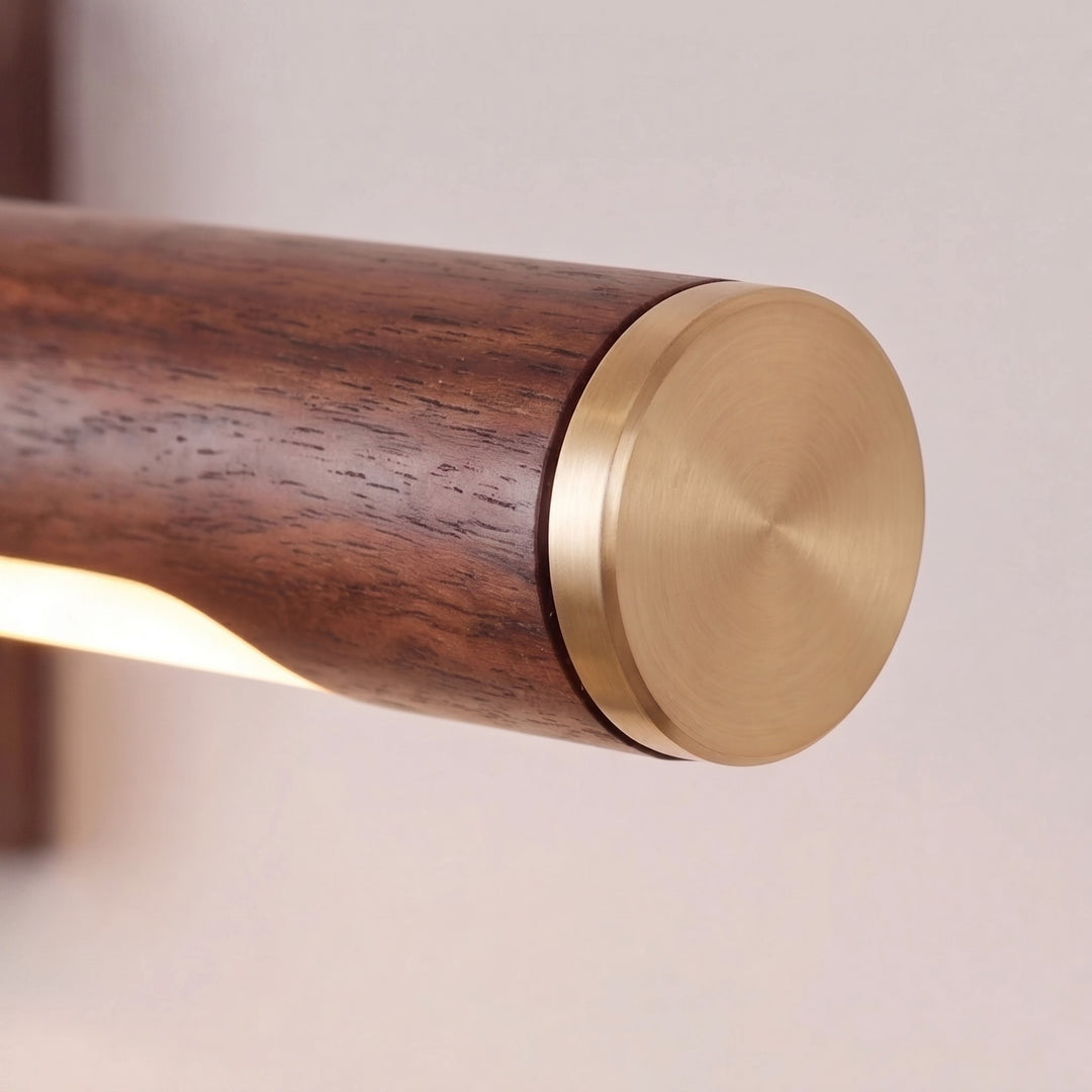 Walnut Linear Wall Light Adjustable LED Brass Fixture for Modern Indoor Spaces