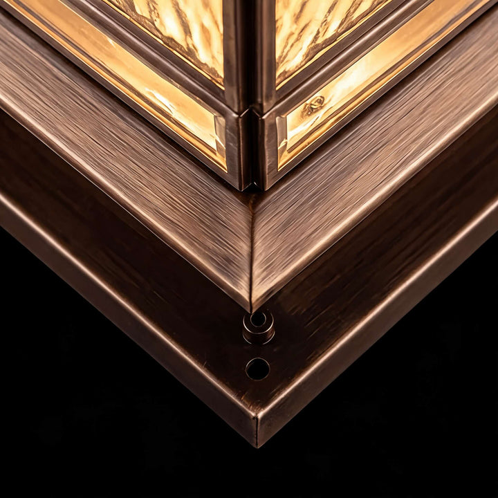 Vintage Copper Outdoor Fence Post Light Waterproof Glass LED Pillar Lamp with Solar Option