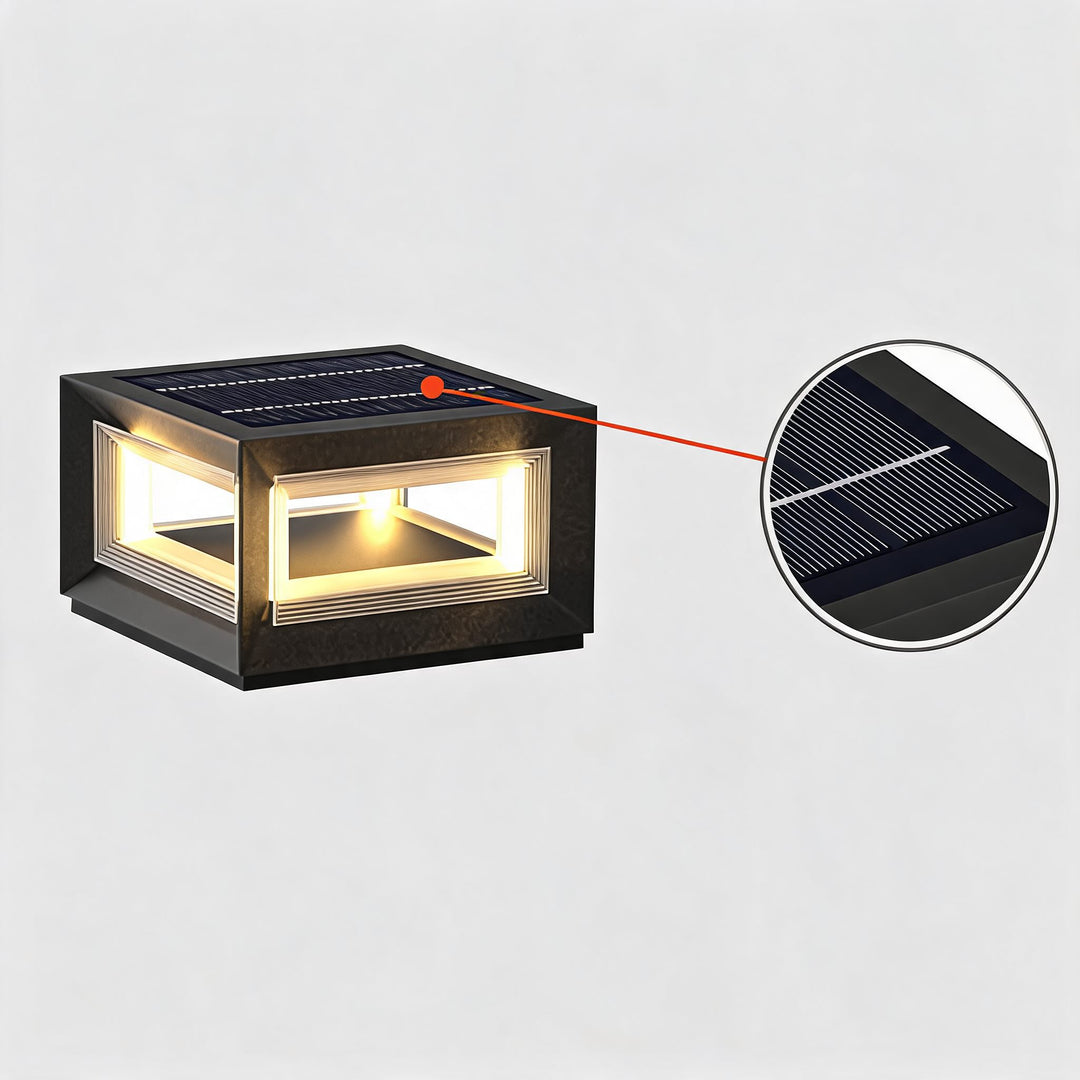 Modern Outdoor Post Light Rectangular Stainless Steel Waterproof LED Solar Hardwired