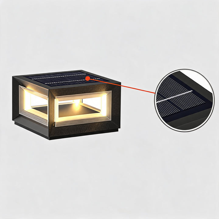 Modern Outdoor Post Light Rectangular Stainless Steel Waterproof LED Solar Hardwired