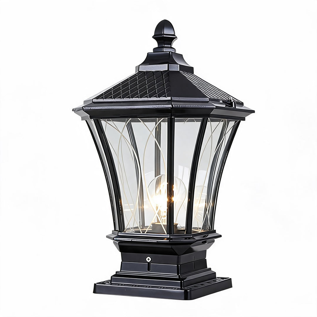 Traditional Solar Outdoor Post Light with Octagonal Glass Shade Aluminum Construction LED 5W