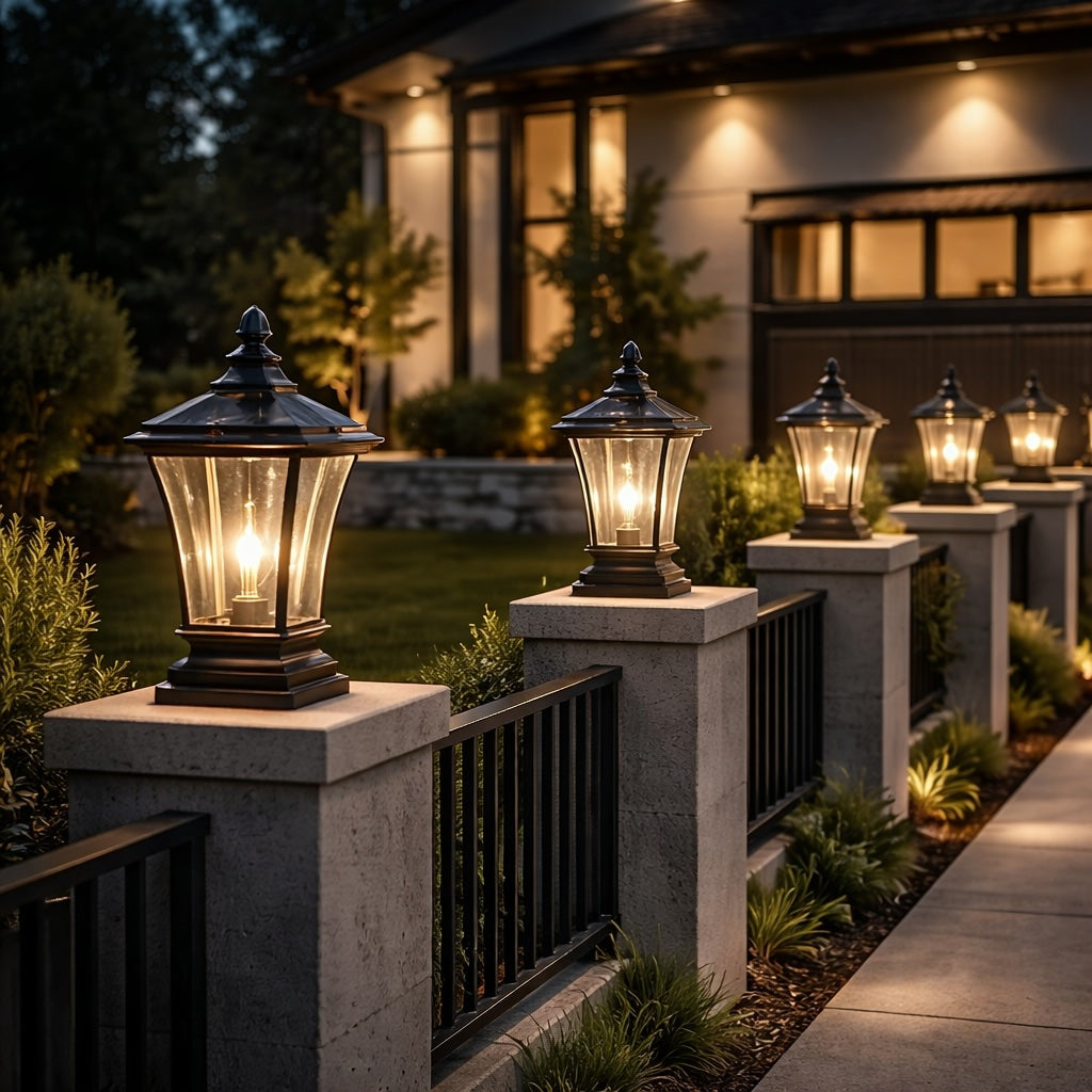 Traditional Solar Outdoor Post Light with Octagonal Glass Shade Aluminum Construction LED 5W