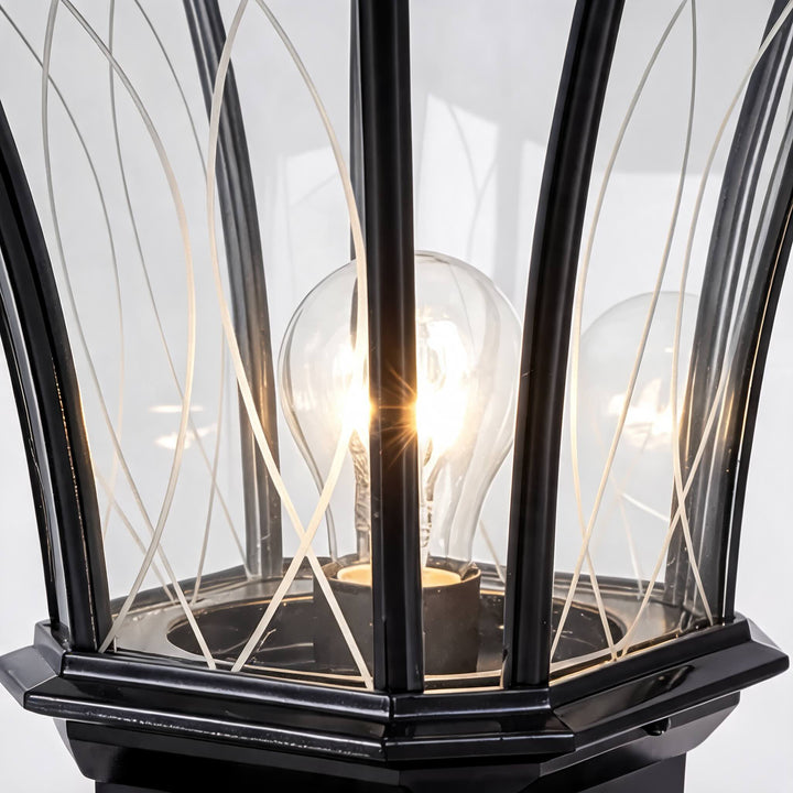 Traditional Solar Outdoor Post Light with Octagonal Glass Shade Aluminum Construction LED 5W