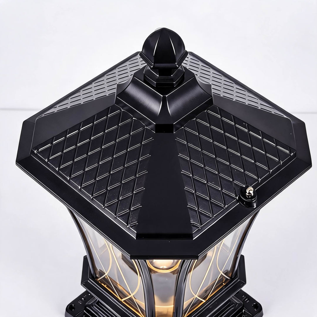 Traditional Solar Outdoor Post Light with Octagonal Glass Shade Aluminum Construction LED 5W