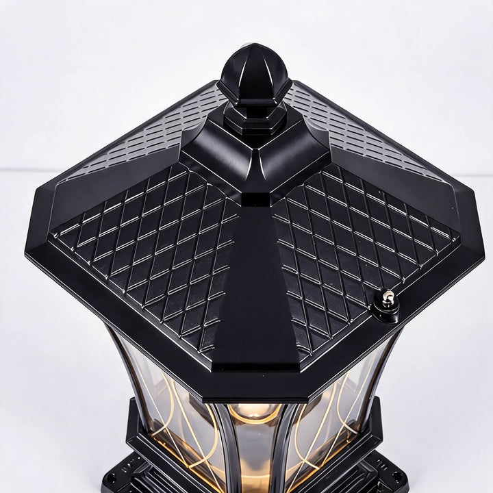 Traditional Solar Outdoor Post Light with Octagonal Glass Shade Aluminum Construction LED 5W
