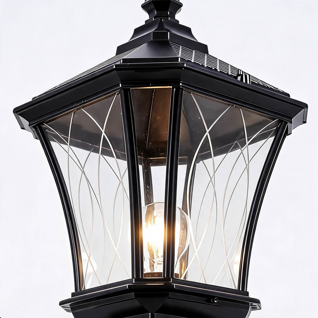 Traditional Solar Outdoor Post Light with Octagonal Glass Shade Aluminum Construction LED 5W