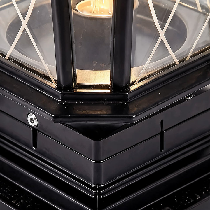 Traditional Solar Outdoor Post Light with Octagonal Glass Shade Aluminum Construction LED 5W