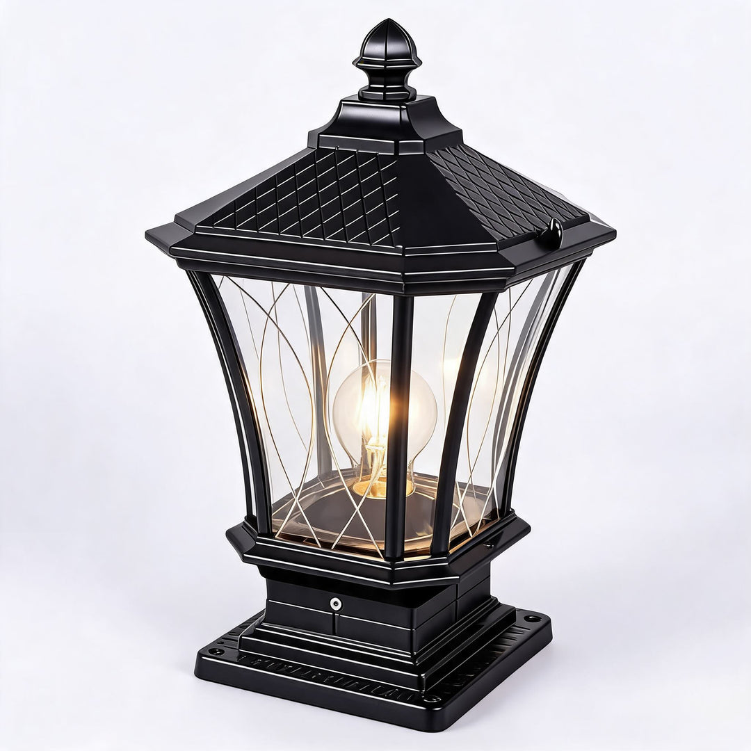 Traditional Solar Outdoor Post Light with Octagonal Glass Shade Aluminum Construction LED 5W
