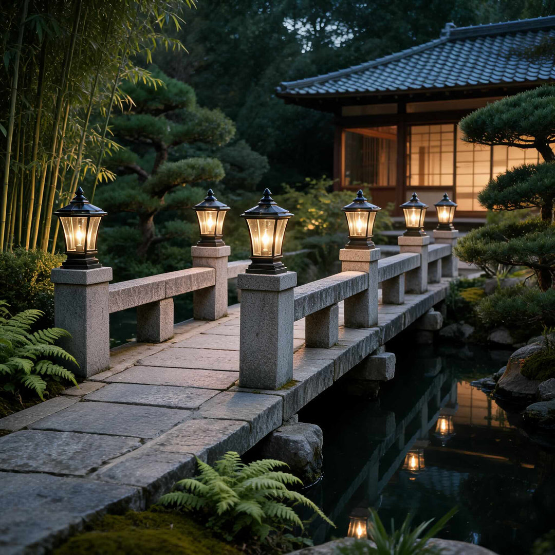 Traditional Solar Outdoor Post Light with Octagonal Glass Shade Aluminum Construction LED 5W
