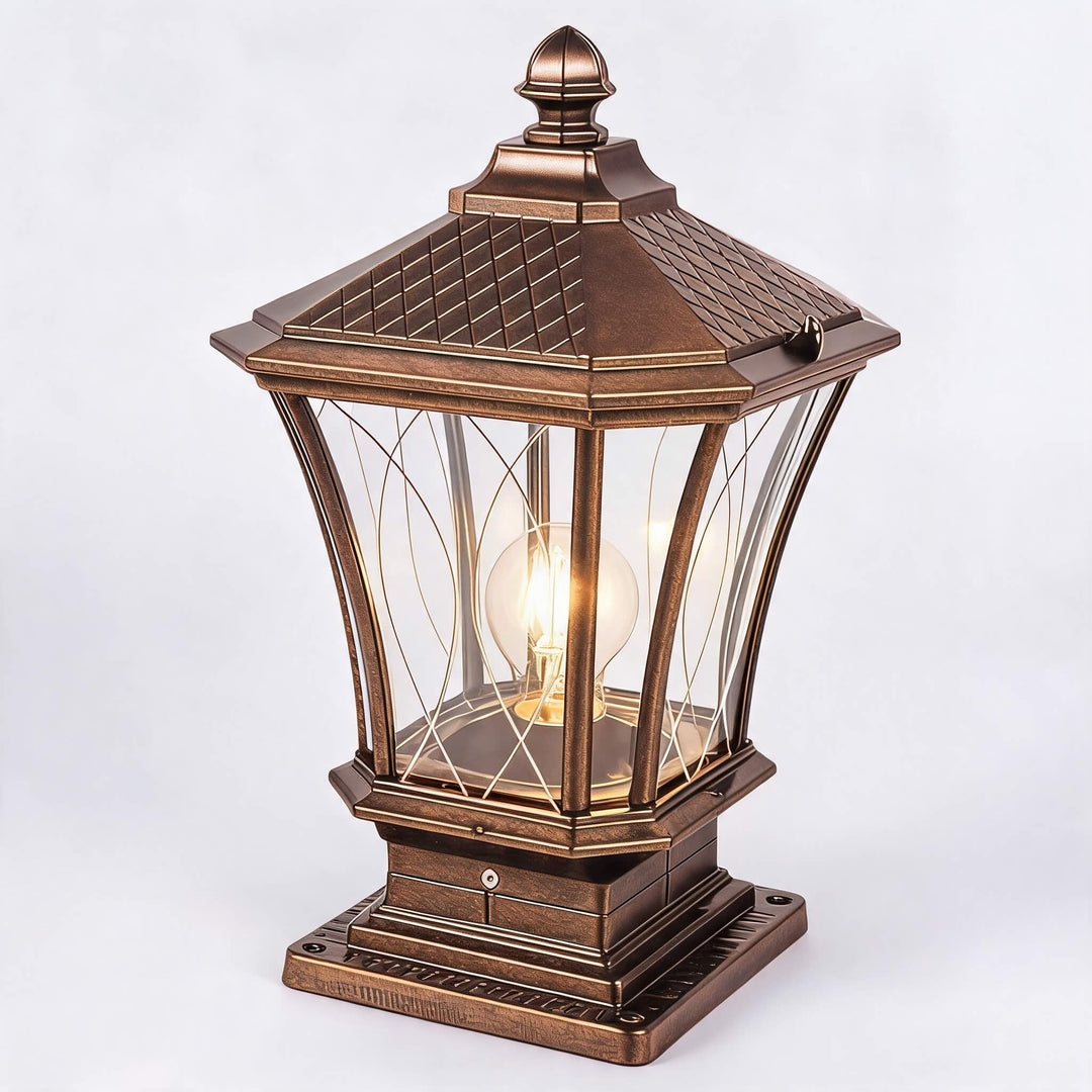 Traditional Solar Outdoor Post Light with Octagonal Glass Shade Aluminum Construction LED 5W