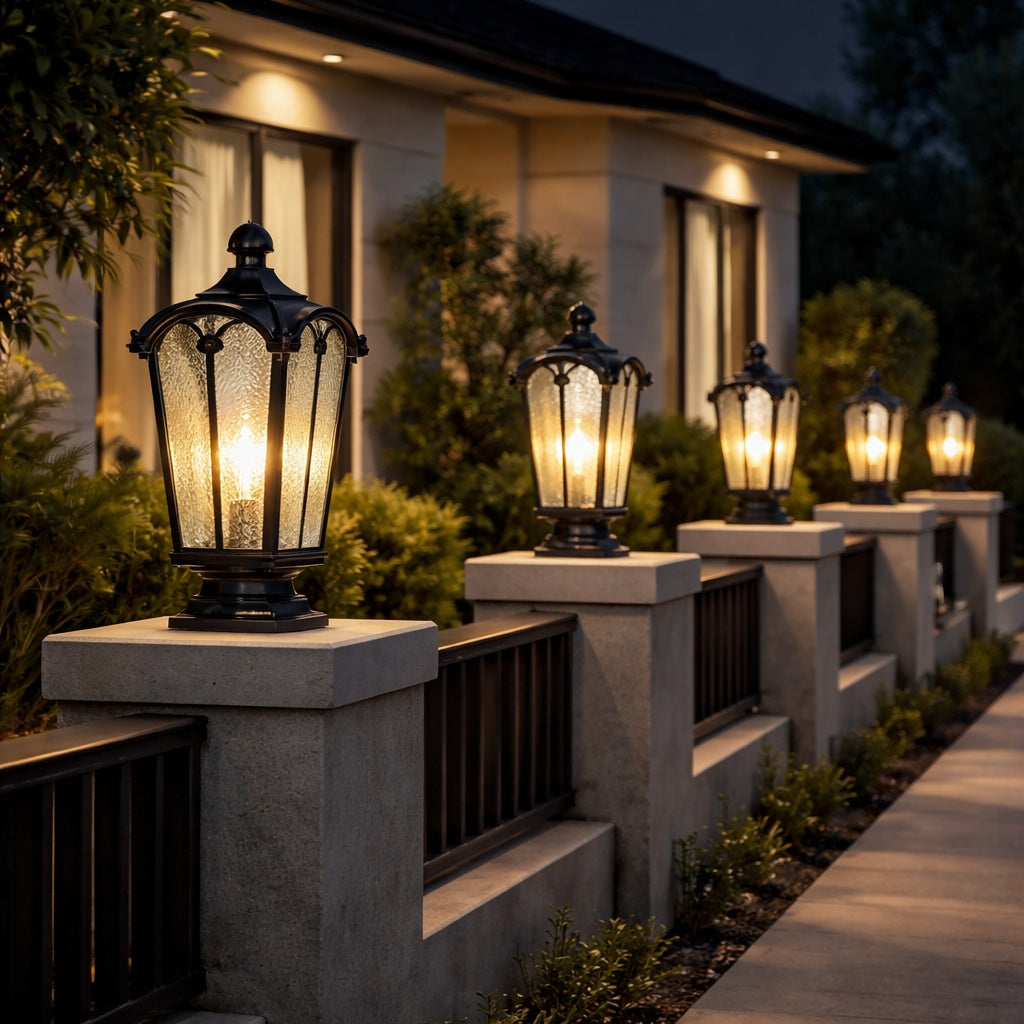 Modern Outdoor Post Light with Pier Mount Base Iron Metal Clear Glass Shade Dimmable