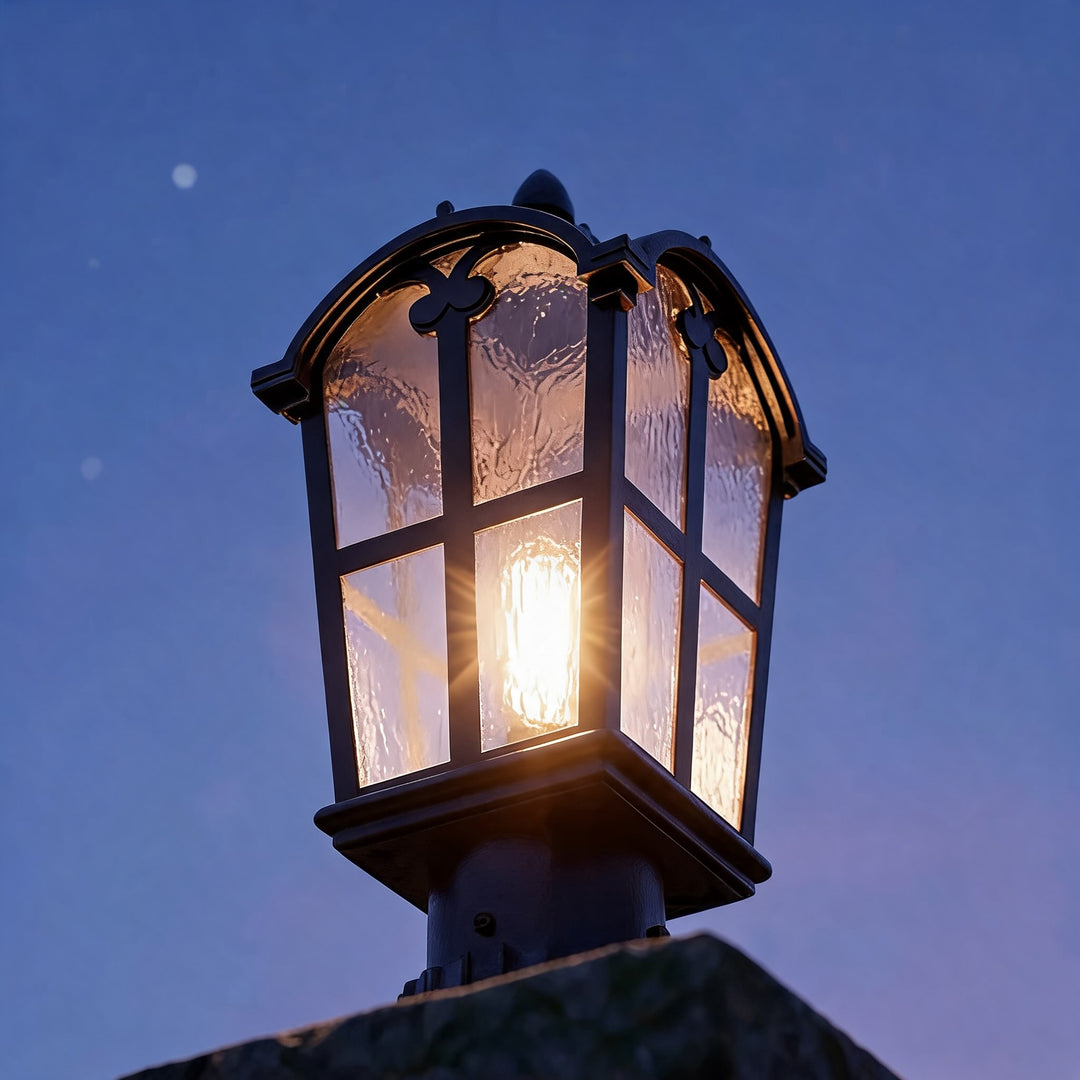 Modern Outdoor Post Light with Pier Mount Base Iron Metal Clear Glass Shade Dimmable