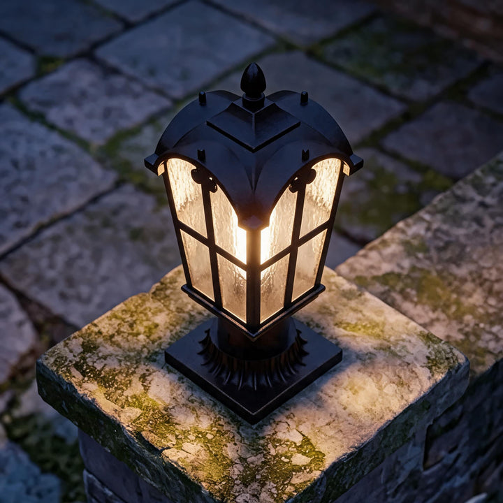 Modern Outdoor Post Light with Pier Mount Base Iron Metal Clear Glass Shade Dimmable
