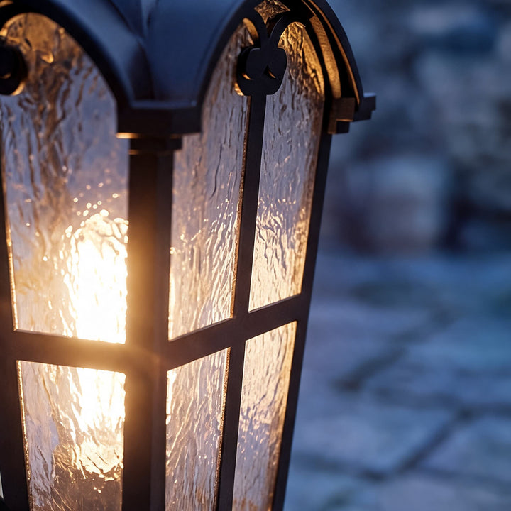 Modern Outdoor Post Light with Pier Mount Base Iron Metal Clear Glass Shade Dimmable
