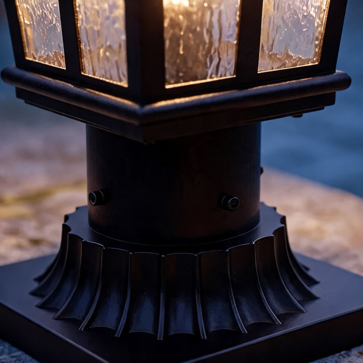 Modern Outdoor Post Light with Pier Mount Base Iron Metal Clear Glass Shade Dimmable