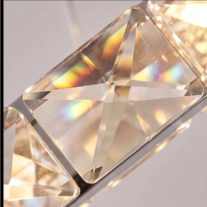 Modern Crystal Chandelier Adjustable Multi-Ring LED Hanging Light Fixture for Dining Room