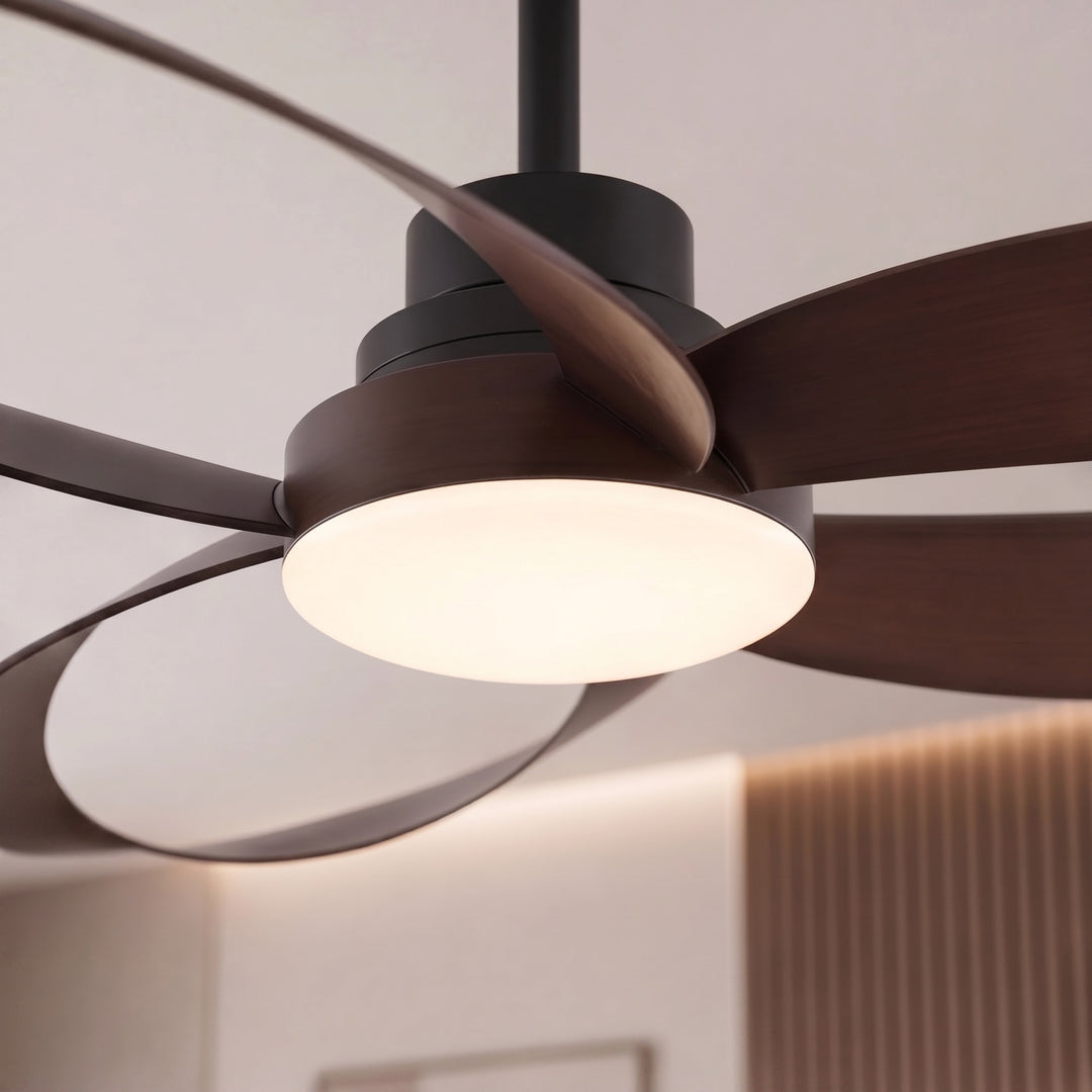 Flush Mount Ceiling Fan with LED Light, Remote Control & 6-Speed DC Motor