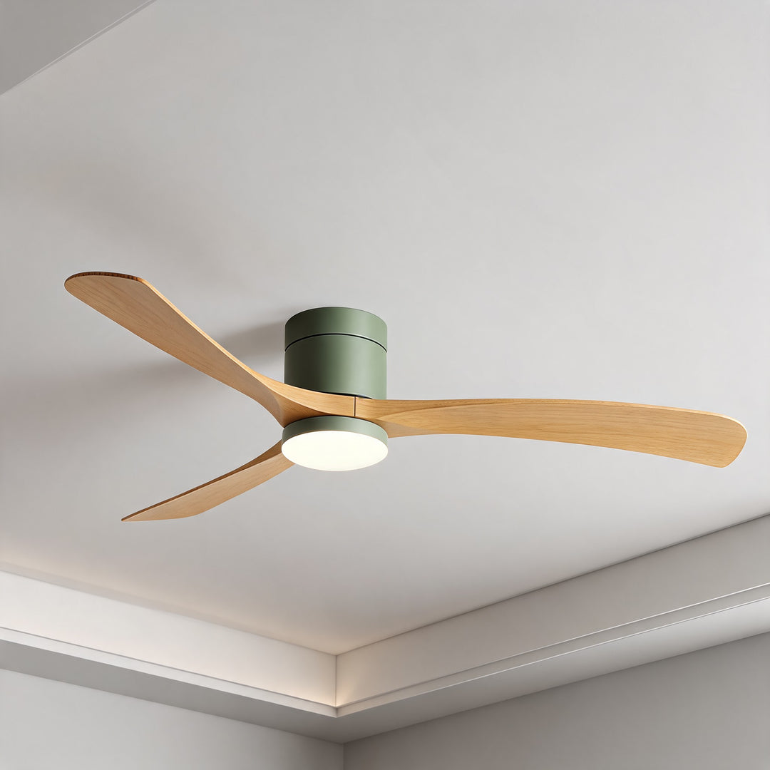 Flush Mount Ceiling Fan with Light, LED, 2400 Lumens, Remote Control & DC Motor