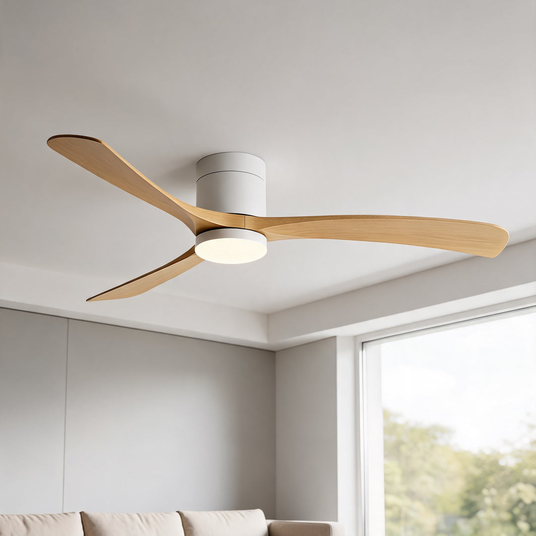 Flush Mount Ceiling Fan with Light, LED, 2400 Lumens, Remote Control & DC Motor