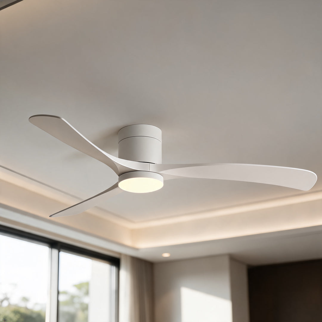 Flush Mount Ceiling Fan with Light, LED, 2400 Lumens, Remote Control & DC Motor