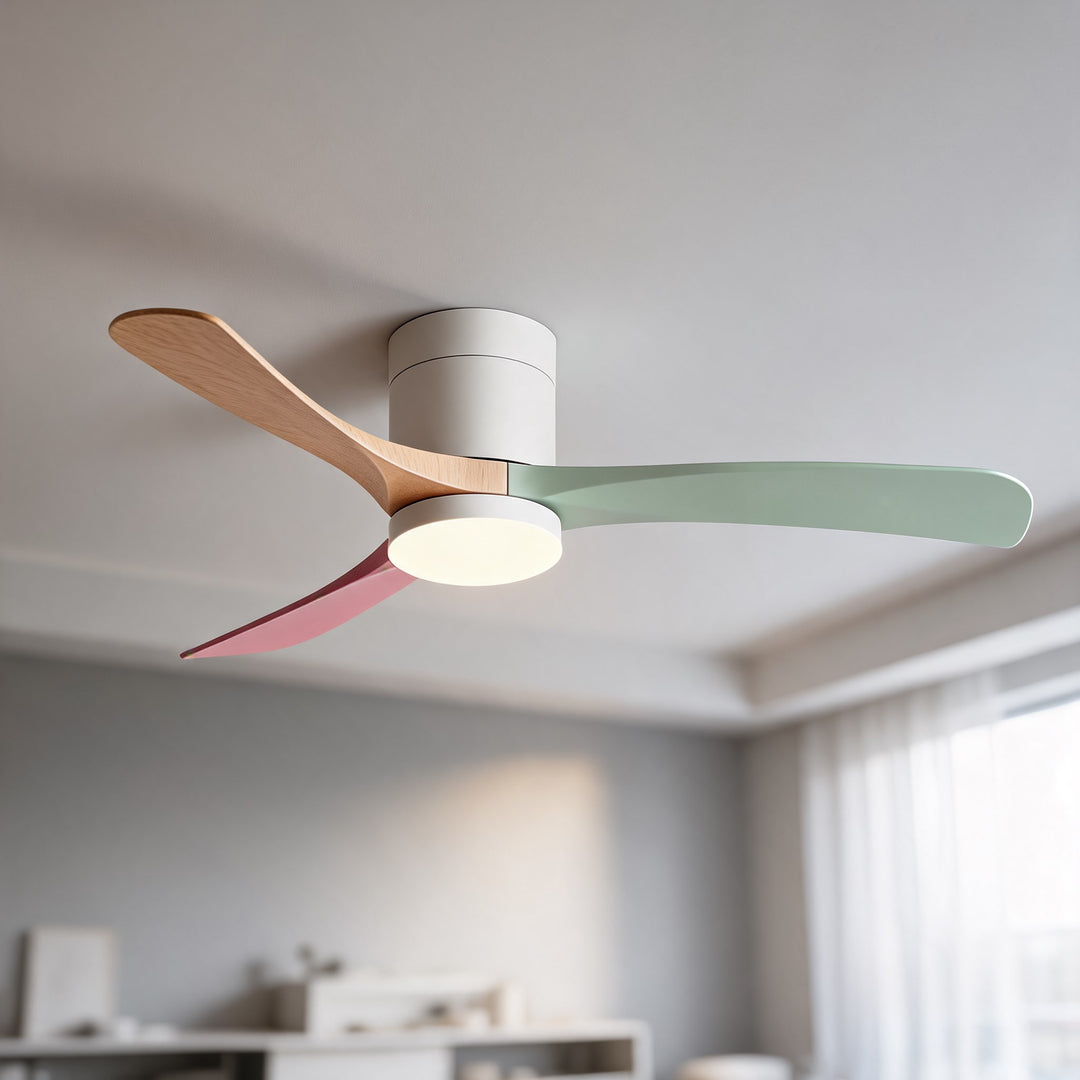 Flush Mount Ceiling Fan with Light, LED, 2400 Lumens, Remote Control & DC Motor