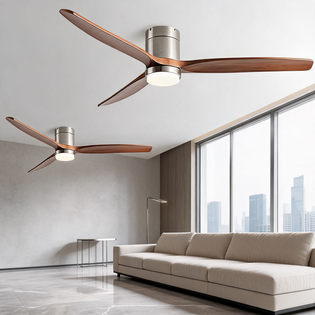 Modern Ceiling Fan with Light, Wood Blades, Remote Control & 6-Speed DC Motor