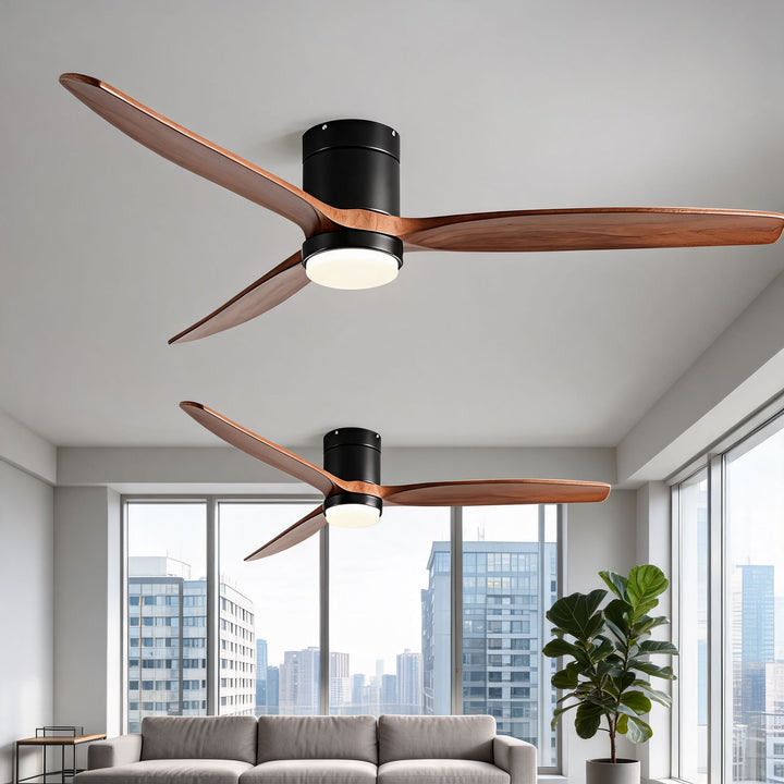 Modern Ceiling Fan with Light, Wood Blades, Remote Control & 6-Speed DC Motor